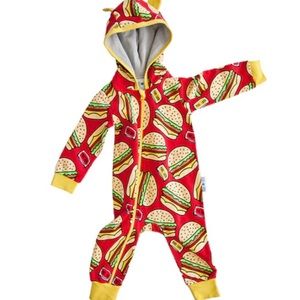 Purl Lamb cheeseburger playsuit hooded